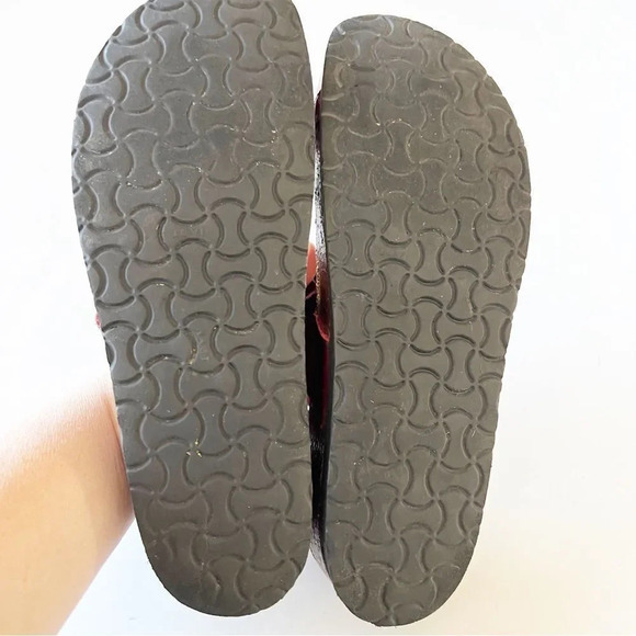 NAOT Dark Red Leather Floral Motif Cork Sandals Women’s Size 12‎ Summer Slides - Picture 3 of 11